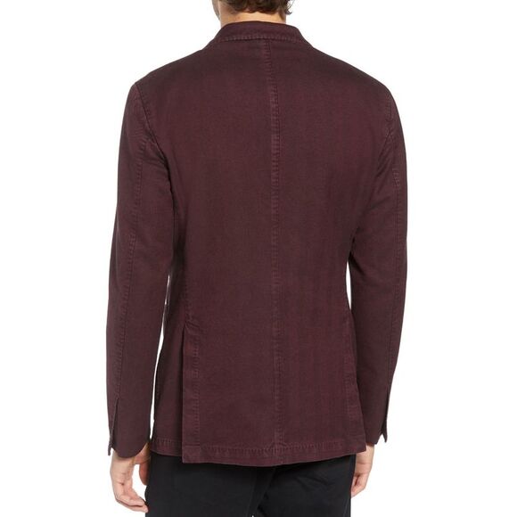 L.B.M. 1911 Mens Slim Fit Herringbone Wool Jacket 46 Regular Burgundy IT 56  NWT - Picture 3 of 5